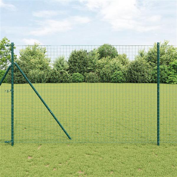 Grote foto vidaxl schuttingpalen 7 stuks groen 32 mm 210 cm gegalvaniseerd staal tuin en terras overige tuin en terras
