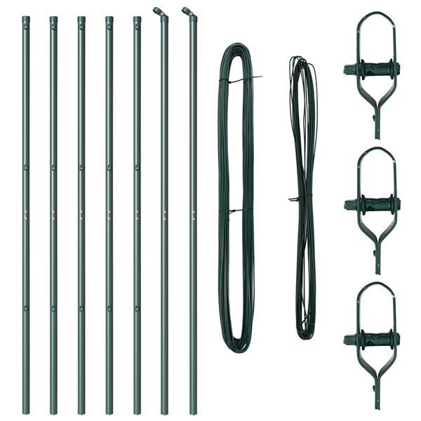 Grote foto vidaxl schuttingpalen 7 stuks groen 32 mm 210 cm gegalvaniseerd staal tuin en terras overige tuin en terras