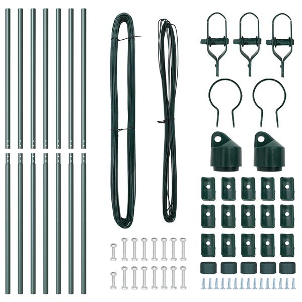 Grote foto vidaxl schuttingpalen 7 stuks groen 32 mm 210 cm gegalvaniseerd staal tuin en terras overige tuin en terras