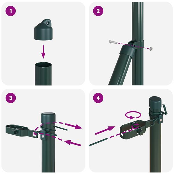 Grote foto vidaxl schuttingpalen 7 stuks groen 32 mm 210 cm gegalvaniseerd staal tuin en terras overige tuin en terras