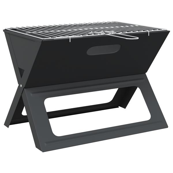 Grote foto vidaxl houtskool bbq grill opvouwbaar zwart 46x30x31 cm staal tuin en terras buitenkeukens