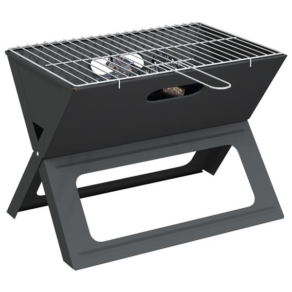 Grote foto vidaxl houtskool bbq grill opvouwbaar zwart 46x30x31 cm staal tuin en terras buitenkeukens