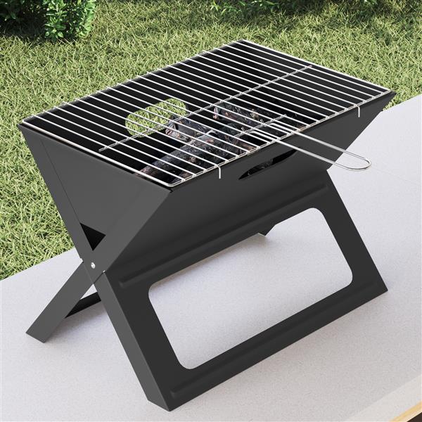 Grote foto vidaxl houtskool bbq grill opvouwbaar zwart 46x30x31 cm staal tuin en terras buitenkeukens