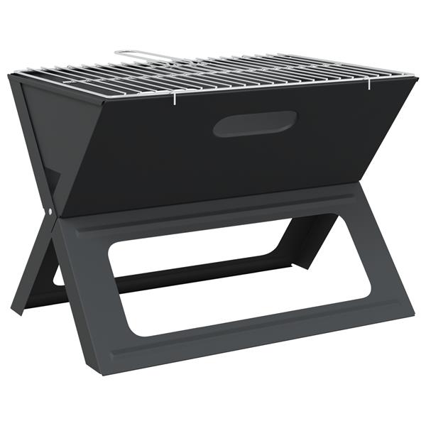 Grote foto vidaxl houtskool bbq grill opvouwbaar zwart 46x30x31 cm staal tuin en terras buitenkeukens