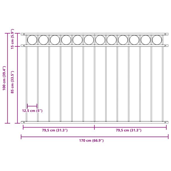 Grote foto vidaxl tuinhek 1 7x1 m staal wit tuin en terras hekken en schuttingen