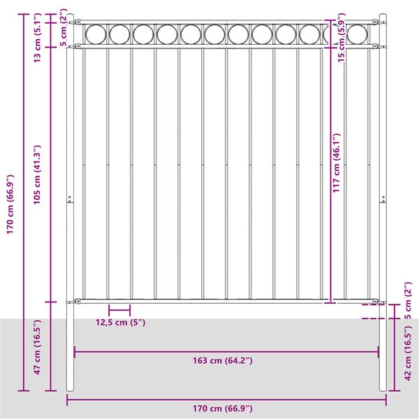 Grote foto vidaxl tuinhek 1 7x1 2 m staal wit tuin en terras hekken en schuttingen
