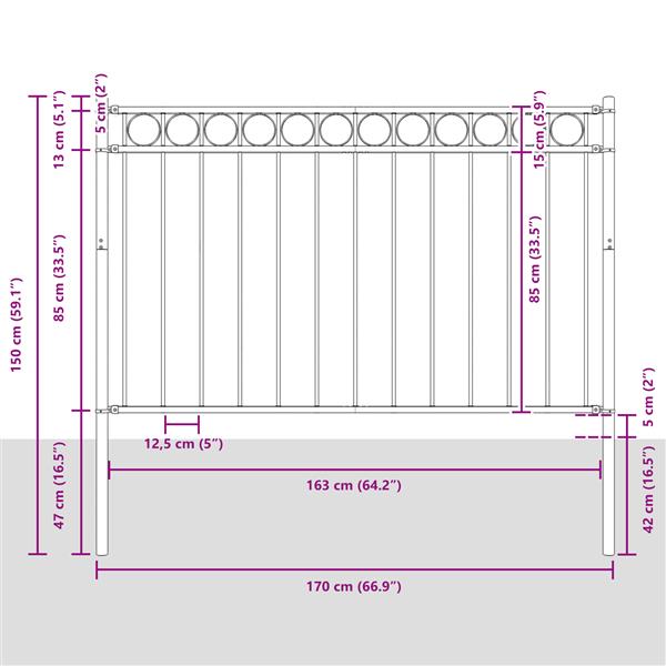 Grote foto vidaxl tuinhek 1 7x1 m staal wit tuin en terras hekken en schuttingen