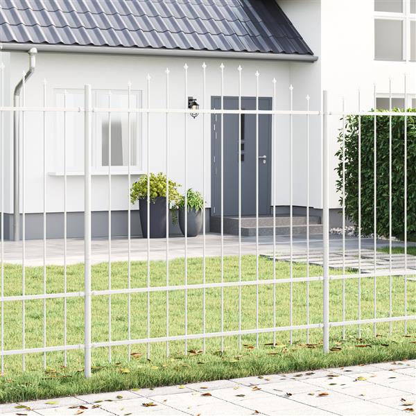 Grote foto vidaxl tuinhek met boog 1 7x1 75 m staal wit tuin en terras hekken en schuttingen