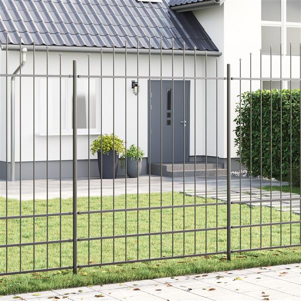 Grote foto vidaxl tuinhek met boog 1 7x2 m staal grijs tuin en terras hekken en schuttingen
