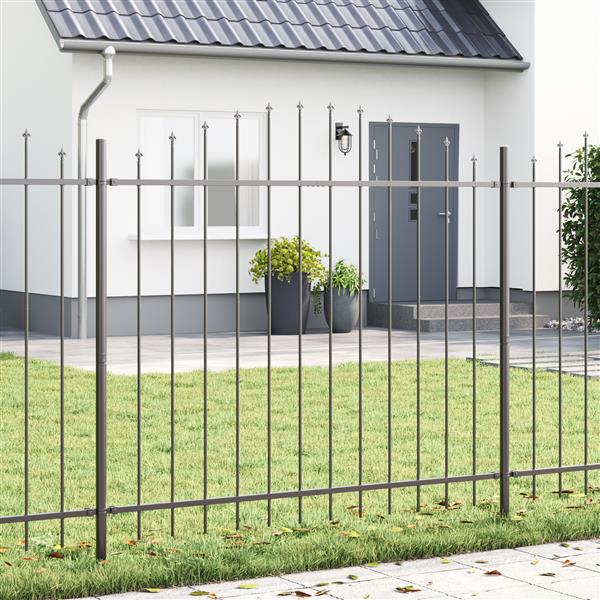 Grote foto vidaxl tuinhek met boog 1 7x1 25 m staal grijs tuin en terras hekken en schuttingen