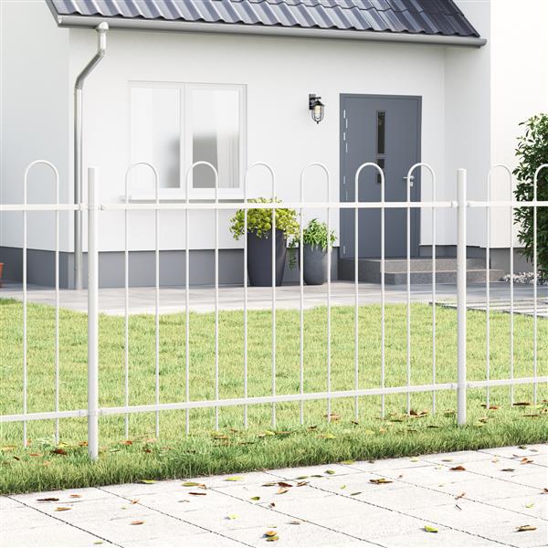 Grote foto vidaxl tuinhek met boog 1 7x1 2 m staal wit tuin en terras hekken en schuttingen