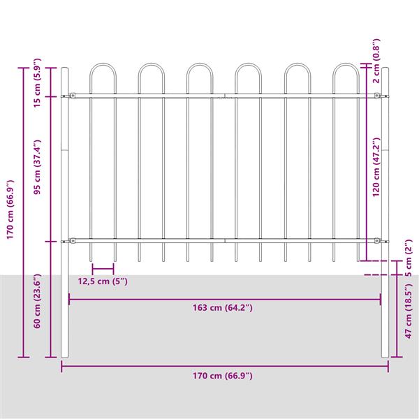 Grote foto vidaxl tuinhek met boog 1 7x1 2 m staal wit tuin en terras hekken en schuttingen