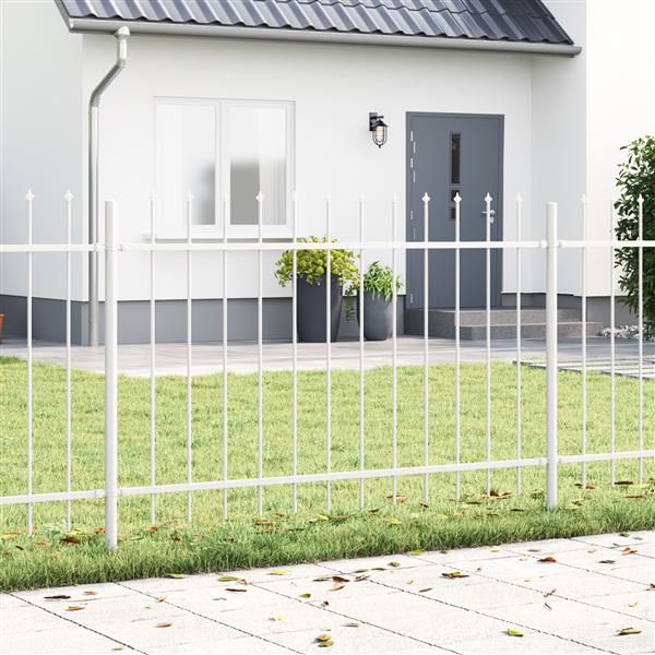 Grote foto vidaxl tuinhek met punten 1 7x0 8 m staal wit tuin en terras hekken en schuttingen