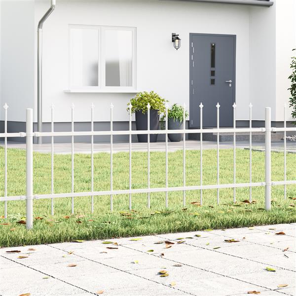 Grote foto vidaxl tuinhek met punten 1 7x0 6 m staal wit tuin en terras hekken en schuttingen