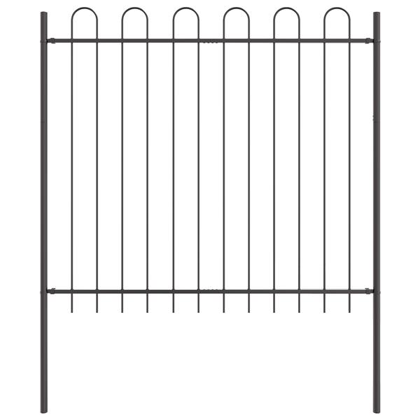 Grote foto vidaxl tuinhek met boog 1 7x1 5 m staal grijs tuin en terras hekken en schuttingen