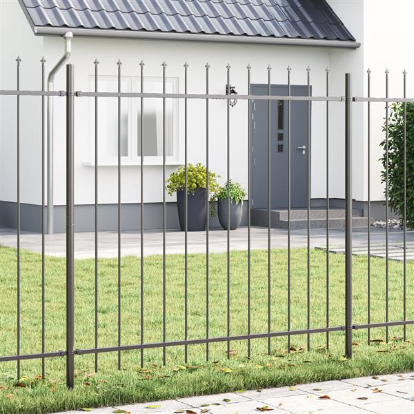 Grote foto vidaxl tuinhek met punten 1 7x1 5 m staal grijs tuin en terras hekken en schuttingen