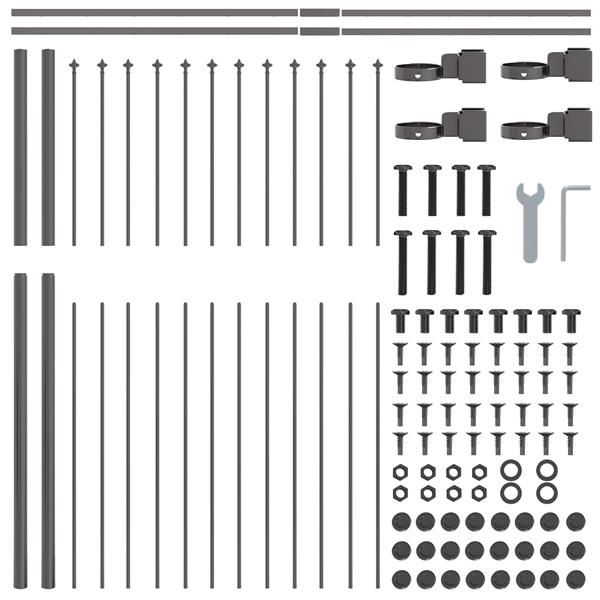 Grote foto vidaxl tuinhek met punten 1 7x1 5 m staal grijs tuin en terras hekken en schuttingen