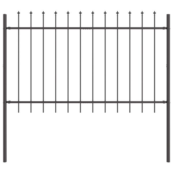 Grote foto vidaxl tuinhek met punten 1 7x1 2 m staal grijs tuin en terras hekken en schuttingen