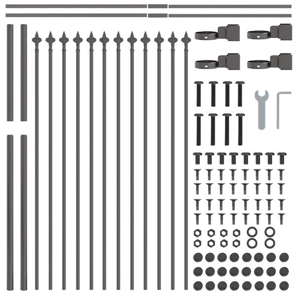 Grote foto vidaxl tuinhek met punten 1 7x0 8 m staal grijs tuin en terras hekken en schuttingen