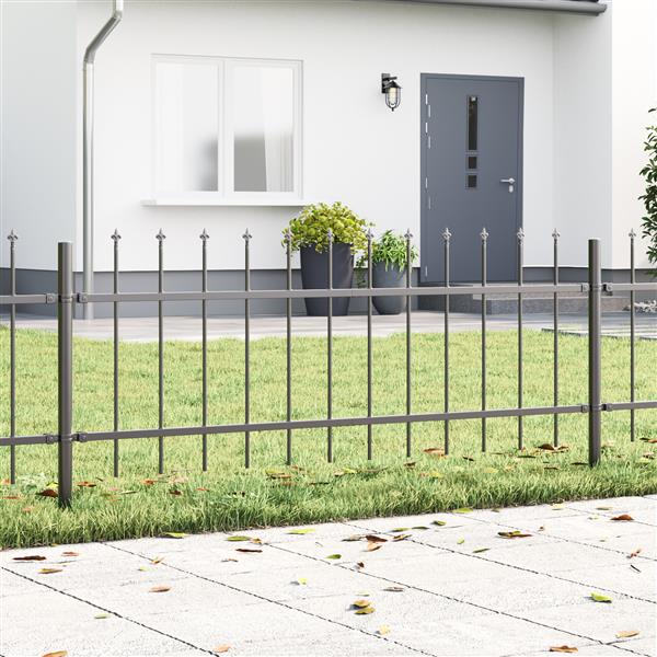 Grote foto vidaxl tuinhek met punten 1 7x0 6 m staal grijs tuin en terras hekken en schuttingen