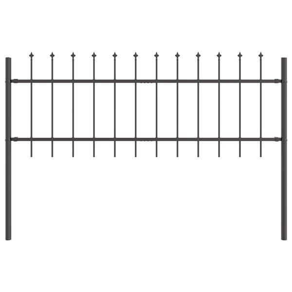 Grote foto vidaxl tuinhek met punten 1 7x0 6 m staal grijs tuin en terras hekken en schuttingen