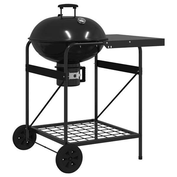 Grote foto vidaxl bbq trolley met deksel houtskool 96x72x113 cm metaal zwart tuin en terras buitenkeukens