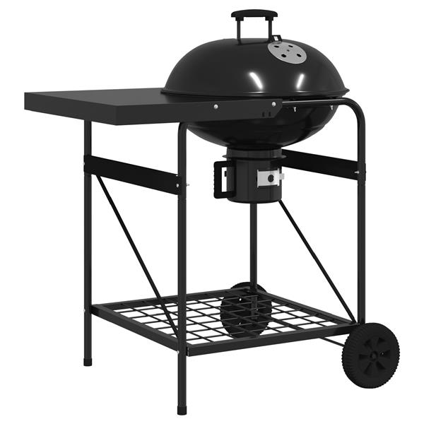 Grote foto vidaxl bbq trolley met deksel houtskool 96x72x113 cm metaal zwart tuin en terras buitenkeukens