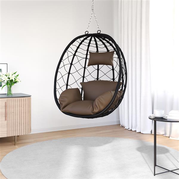 Grote foto vidaxl hangende eivormige stoel zonder stand koffie poly rattan tuin en terras tuinmeubelen