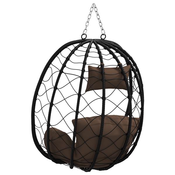 Grote foto vidaxl hangende eivormige stoel zonder stand koffie poly rattan tuin en terras tuinmeubelen