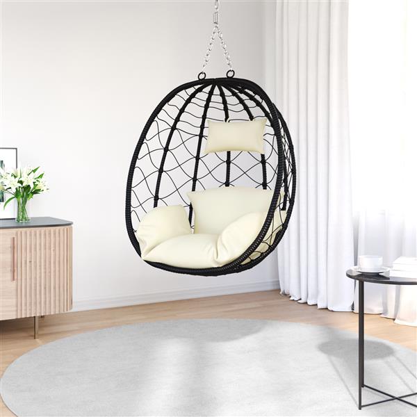Grote foto vidaxl hangende eivormige stoel mand zonder stand cr me wit van poly rattan tuin en terras tuinmeubelen