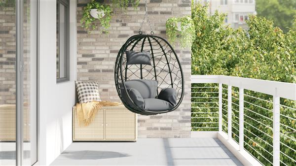 Grote foto vidaxl hangende eierenstoel mand zonder standaard anthraciet poly rattan tuin en terras tuinmeubelen
