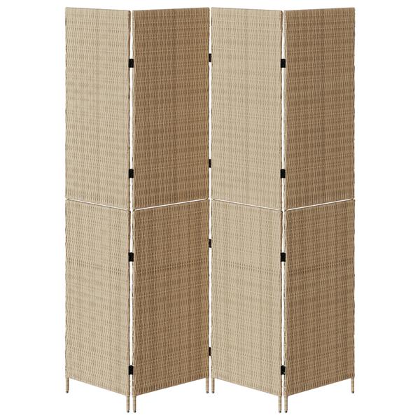 Grote foto vidaxl kamerscherm 4 panelen inklapbaar 196x200 cm poly rattan beige huis en inrichting overige huis en inrichting
