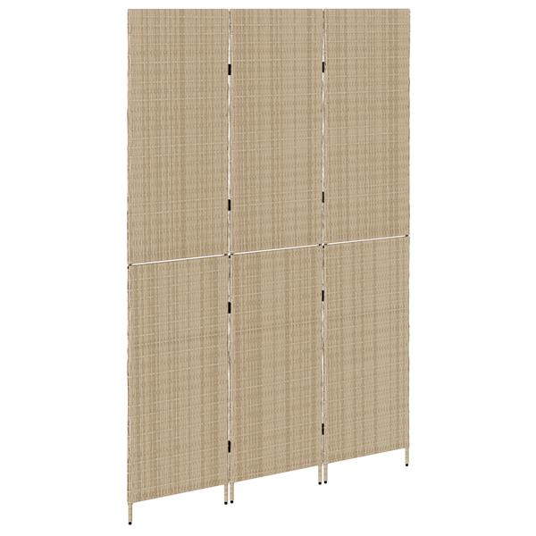 Grote foto vidaxl kamerscherm 3 panelen inklapbaar 196x200 cm poly rattan beige huis en inrichting overige huis en inrichting
