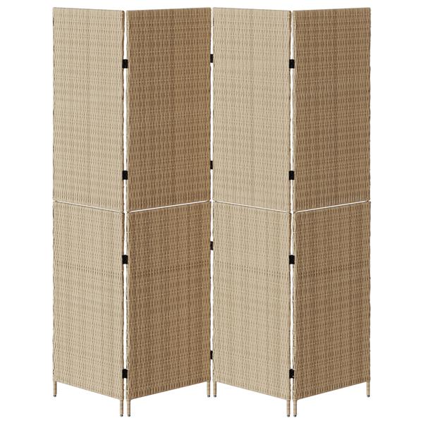 Grote foto vidaxl kamerscherm 4 panelen inklapbaar 196x180 cm poly rattan beige huis en inrichting overige huis en inrichting