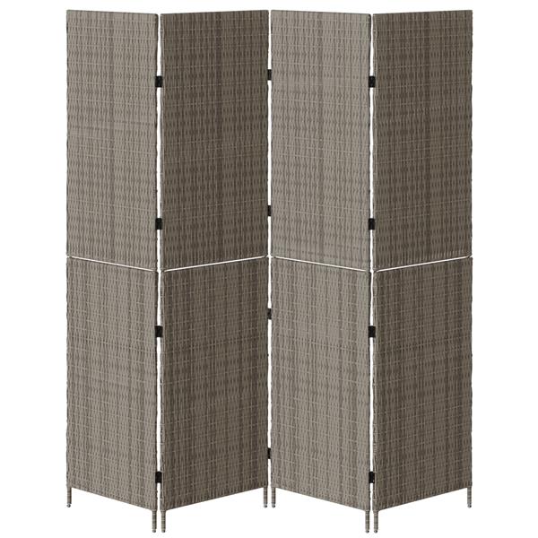 Grote foto vidaxl kamerscherm 4 panelen inklapbaar 195x180 cm poly rattan grijs huis en inrichting overige huis en inrichting