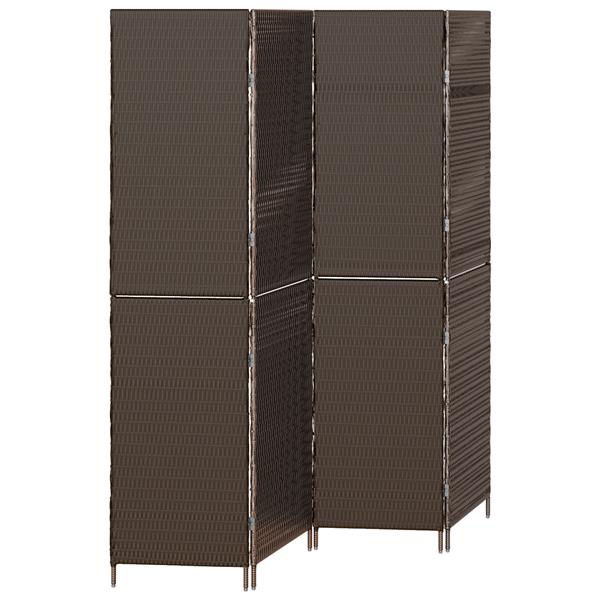 Grote foto vidaxl kamerscherm 4 panelen inklapbaar 195x180 cm poly rattan bruin huis en inrichting overige huis en inrichting
