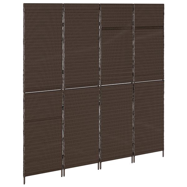 Grote foto vidaxl kamerscherm 4 panelen inklapbaar 195x180 cm poly rattan bruin huis en inrichting overige huis en inrichting
