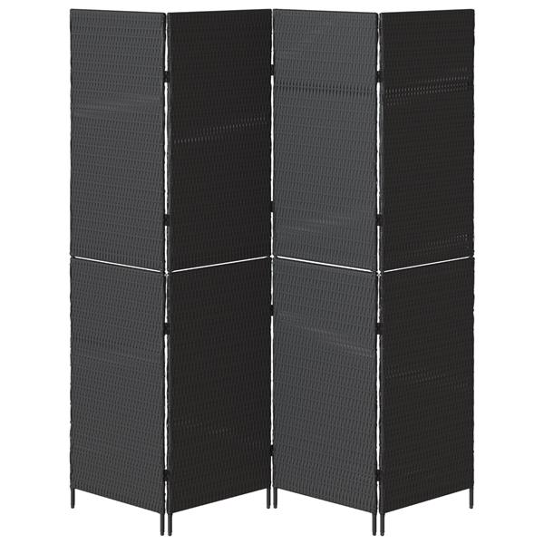 Grote foto vidaxl kamerscherm 4 panelen inklapbaar 195x180 cm poly rattan zwart huis en inrichting overige huis en inrichting
