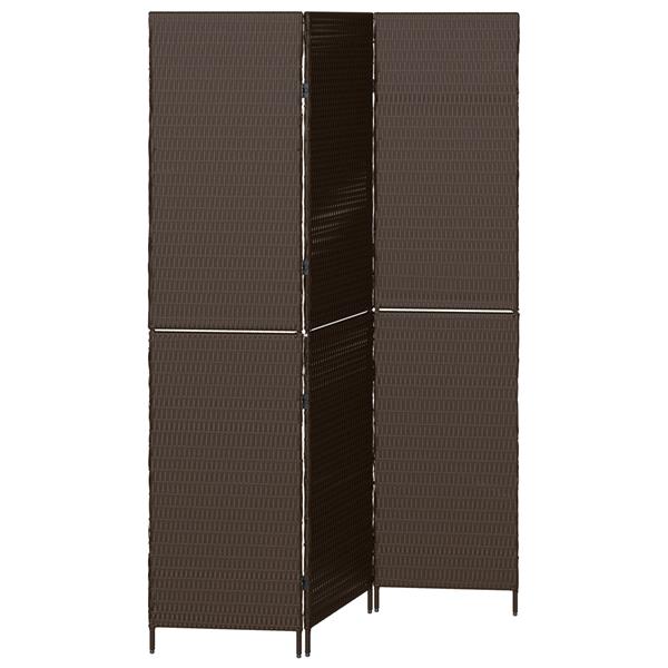 Grote foto vidaxl kamerscherm 3 panelen inklapbaar 146x180 cm poly rattan bruin huis en inrichting overige huis en inrichting