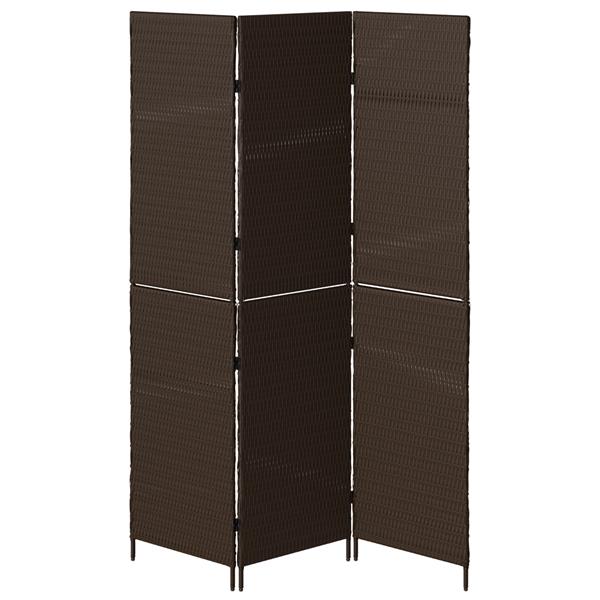 Grote foto vidaxl kamerscherm 3 panelen inklapbaar 146x180 cm poly rattan bruin huis en inrichting overige huis en inrichting