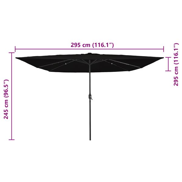 Grote foto vidaxl parasol vierkant met led verlichting 295x245 cm zwart tuin en terras overige tuin en terras
