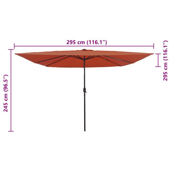 Grote foto vidaxl parasol vierkant met led verlichtin 295x245 cm terracottakleur tuin en terras overige tuin en terras