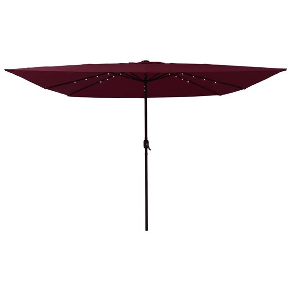 Grote foto vidaxl parasol vierkant met led verlichting 295x245 cm bordeauxrood tuin en terras overige tuin en terras