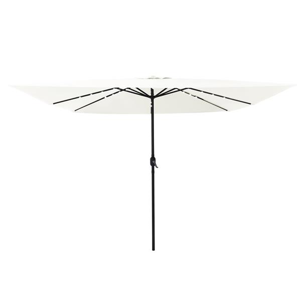 Grote foto vidaxl parasol vierkant met led verlichting 295x245 cm zandwit tuin en terras overige tuin en terras