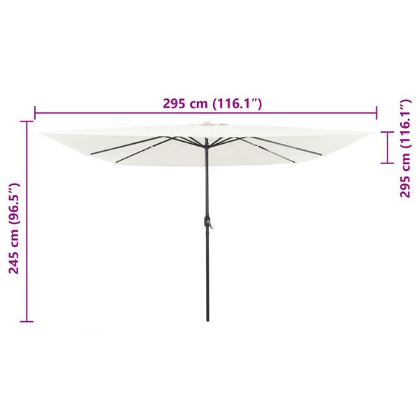 Grote foto vidaxl parasol vierkant met led verlichting 295x245 cm zandwit tuin en terras overige tuin en terras