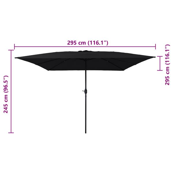 Grote foto vidaxl parasol vierkant 295x245 cm zwart tuin en terras overige tuin en terras