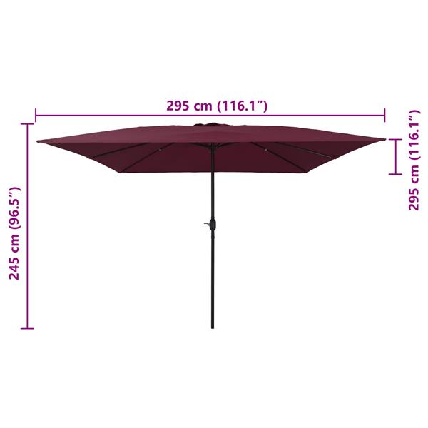Grote foto vidaxl parasol vierkant 295x245 cm bordeauxrood tuin en terras overige tuin en terras
