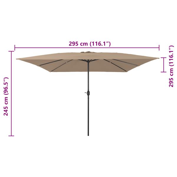 Grote foto vidaxl parasol vierkant 295x245 cm taupe tuin en terras overige tuin en terras