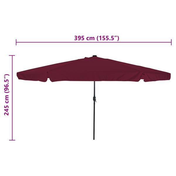 Grote foto vidaxl parasol met led verlichting 395x245 cm bordeauxrood tuin en terras overige tuin en terras