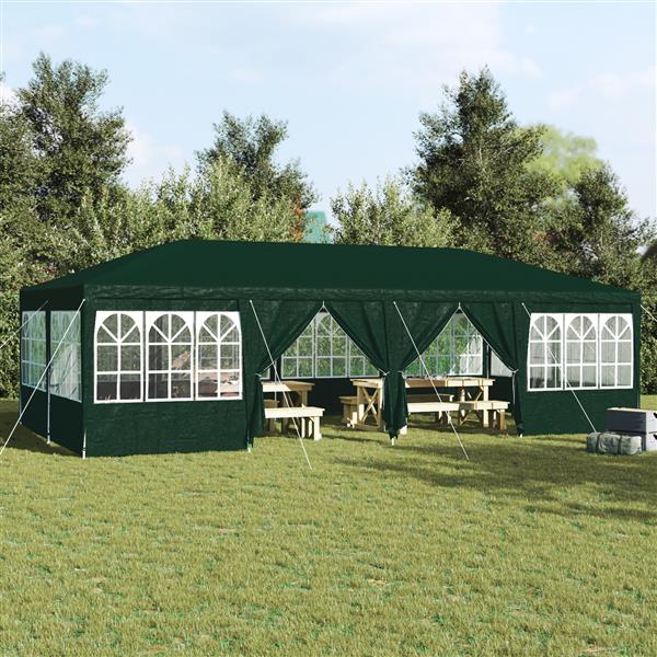 Grote foto vidaxl partytent met 12 zijwanden groen 8x4 m pe tuin en terras overige tuin en terras